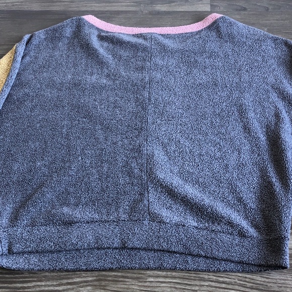 Intimately Free People Blue Monday Fleece Pullover Sweatshirt Colorblock Dolman - Picture 9 of 14